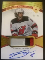 2021-22 Ultimate Collection Debut Threads Patch Autographed Dawson Mercer #31 of 49.webp