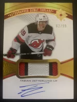 2021-22 Ultimate Collection Debut Threads Patch Autographed Fabian Zetterlund #62 of 99.webp