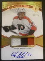 2021-22 Ultimate Collection Debut Threads Patch Autographed Wade Allison #93 of 99.webp