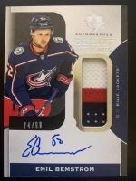 2019-20 Ultimate Collection Debut Threads Patch Autographed Emil Bemstrom #74 of 99.webp
