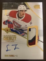 2023-24 Ultimate Collection Debut Threads Patch Autographed Sean Farrell #90 of 99.webp